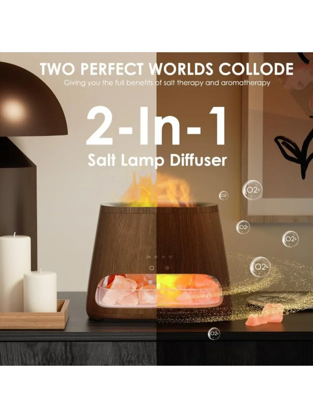 2-in-1 Himalayan Salt Lamp & Cool Mist Humidifier, Aromatherapy Diffuser, 150ml